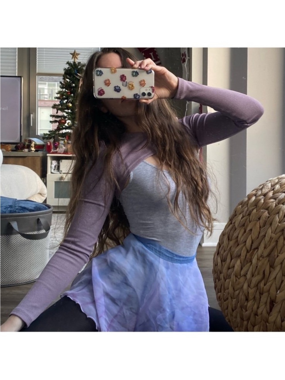 ZARA purple long sleeve cropped bolero pullover top